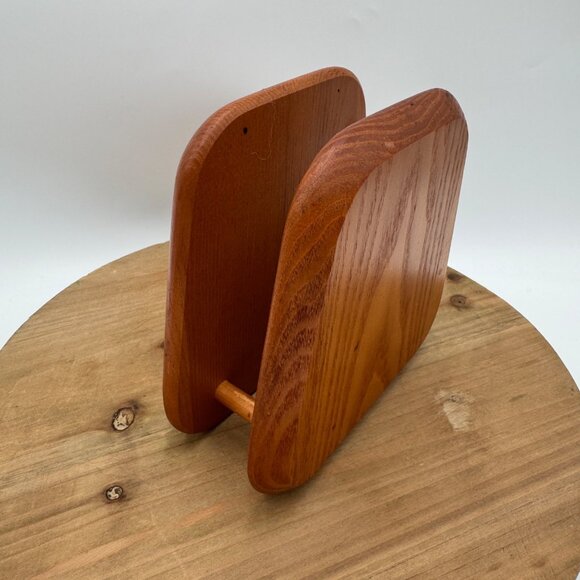 Hand Made Solid Oak Wood Napkin Holder Vintage boho bohemian style vibe light co - Picture 4 of 9